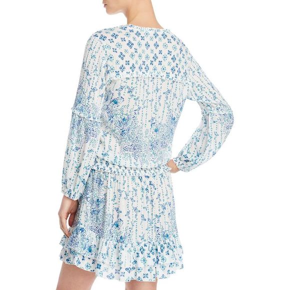 Poupette St Barth Womens Ilona Blue Daytime Short Printed Mini Dress NWT - Picture 2 of 2